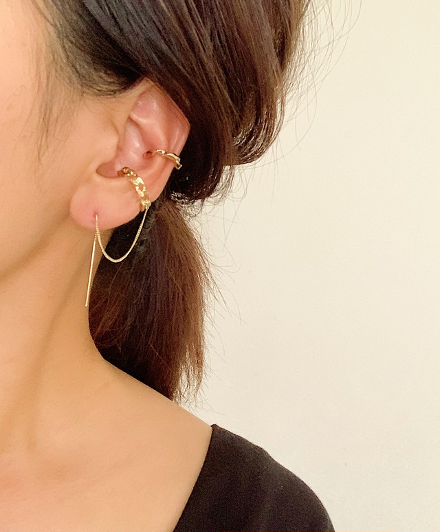 ゴールドイヤーカフ チェーンピアス Coco Cherie
