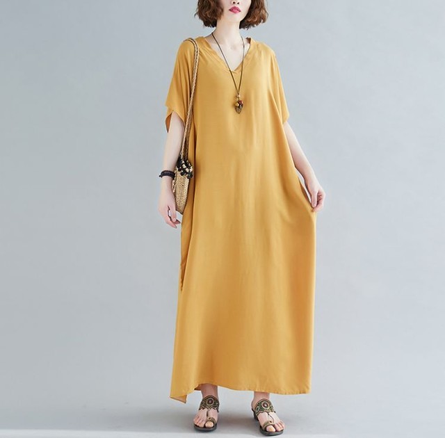 春 夏 くすみカラー 代 30代 40代 ワンピース レディース マキシワンピース ゆったり カジュアル シンプル お出かけ ルームウエアー 部屋着 Rb R3 02 Mt03 0026 Redbell