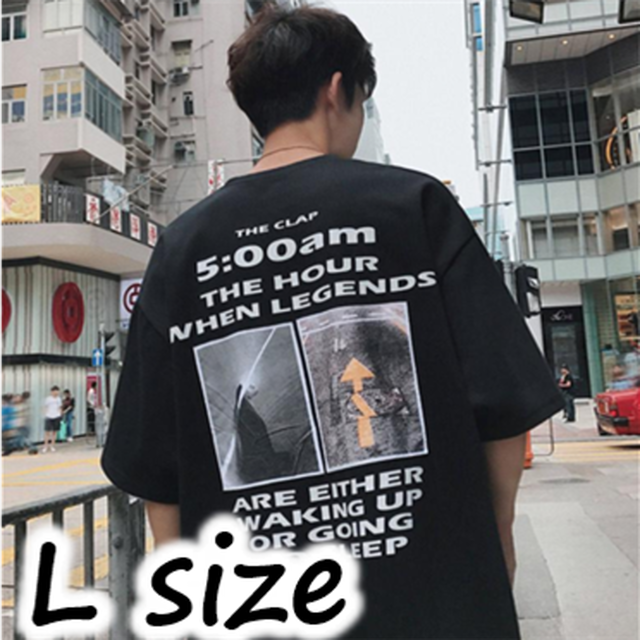 バックプリント ｔシャツ メンズ レディース オーバーサイズ 黒 ストリート系 ビッグシルエット 韓国 ブラック ｌ Apa