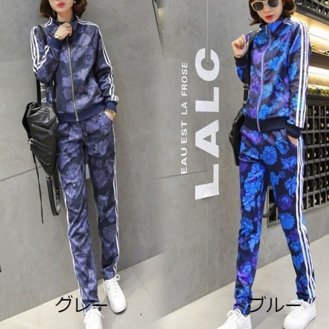 セットアップ スウェット パｰカー ジャージ スエット 上下セット 花柄 レディース スポーツウェア 長袖 大きいサイズ 運動着 41 Happinessshop ハピネスショップ レディース ファッション アイテム トレンド