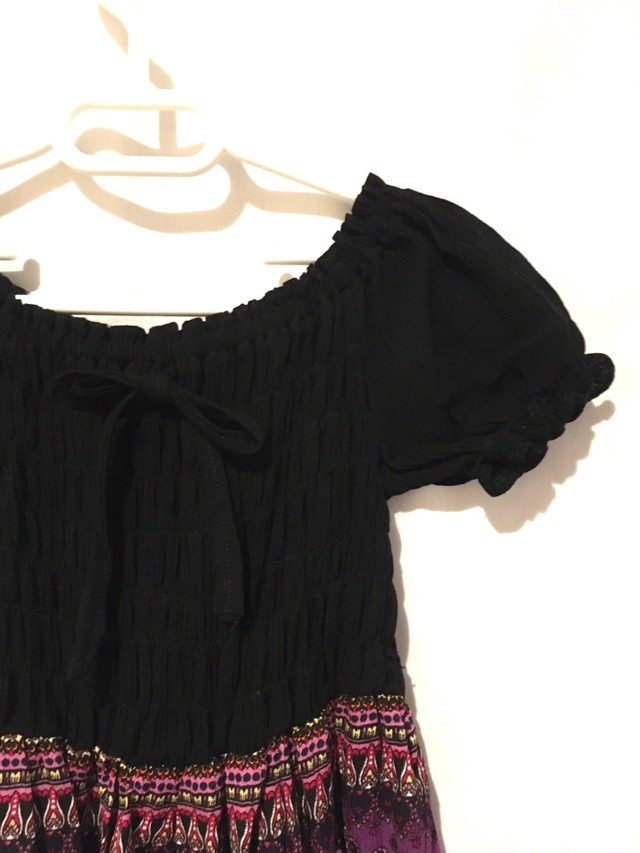 キッズワンピース キッズスカート チュニック 子供服 子供ワンピース ワンピース タイダイ パフスリーブワンピース リゾートワンピース キッズエスニックファッション エスニックファッション エスニック アジアン ブラック アジアン雑貨no 12 J S アジアン雑貨 Asian Mrk