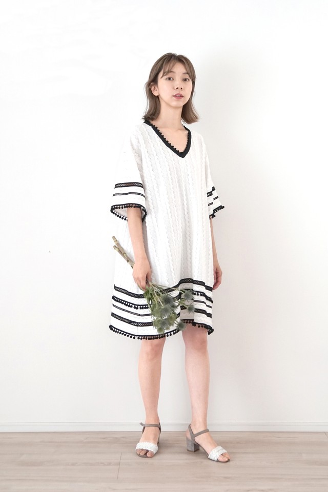 ポンポンコットンレース チュニック キャミ付 48 400 Enlee Online Shop