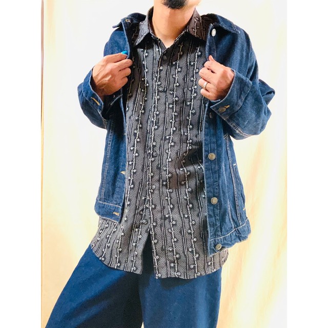 90s Vintintage アーティスティックストライプ L S シャツ 武骨 ルード系 Romp Vintage Used Shop