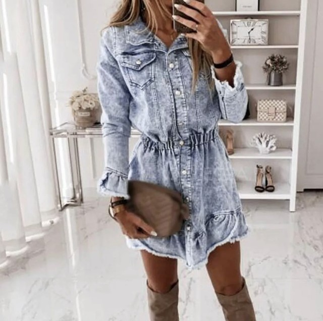 デニムフリルワンピース Whiteheavenbeach