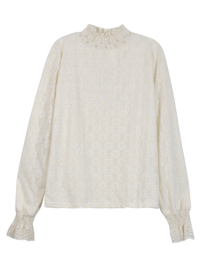 ガーリーコーデ フリルネック ブラウス キャンディスリーブ 可愛い トップス おしゃれ カジュアル レディース 長袖 デート 女子会 韓国 Ptnym3632 Shop Suba