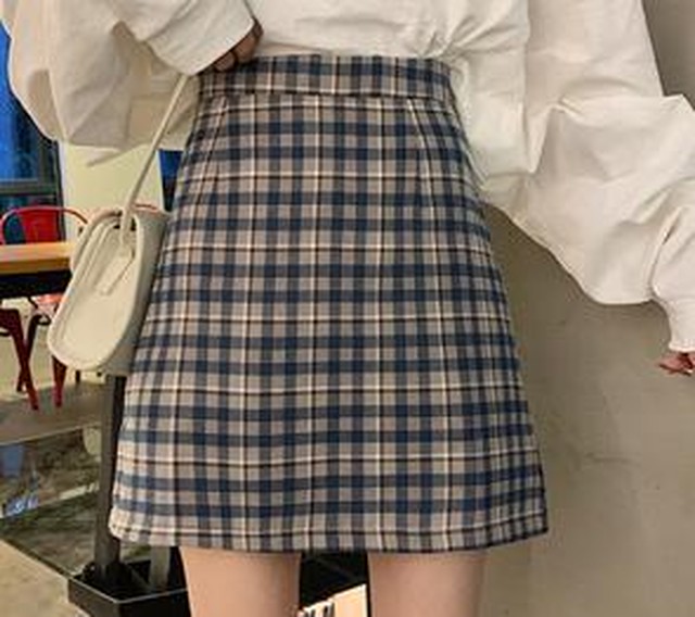 ハイウエスト ショート スカート チェック柄 可愛い 流行り おしゃれ 韓国 夏 Zakiki