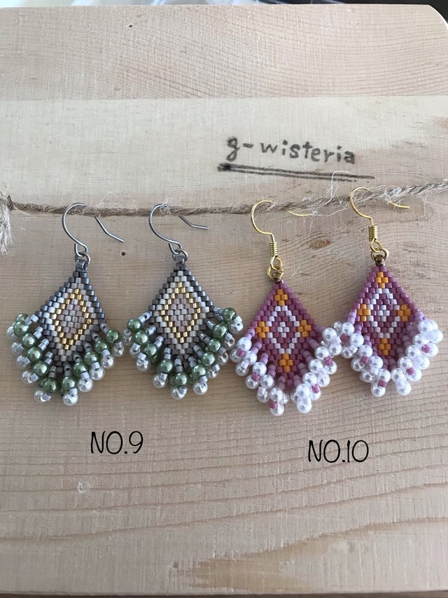 パールフリンジピアス デリカビーズ G Wisteria