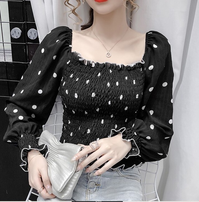 シャツ ブラウス プルオーバー トップス レディース 長袖 オフショルダー 2way ドット柄 花柄 フェミニン レトロ Ab17 Valentina210 シャツ ブラウス プルオーバー トップス レディース 長袖 オフショルダー 2way ドット柄 花柄 フェミニン レトロ Ab17 Valentina210