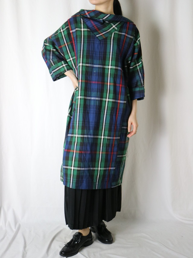 plaid pattern design collar dress【5567】