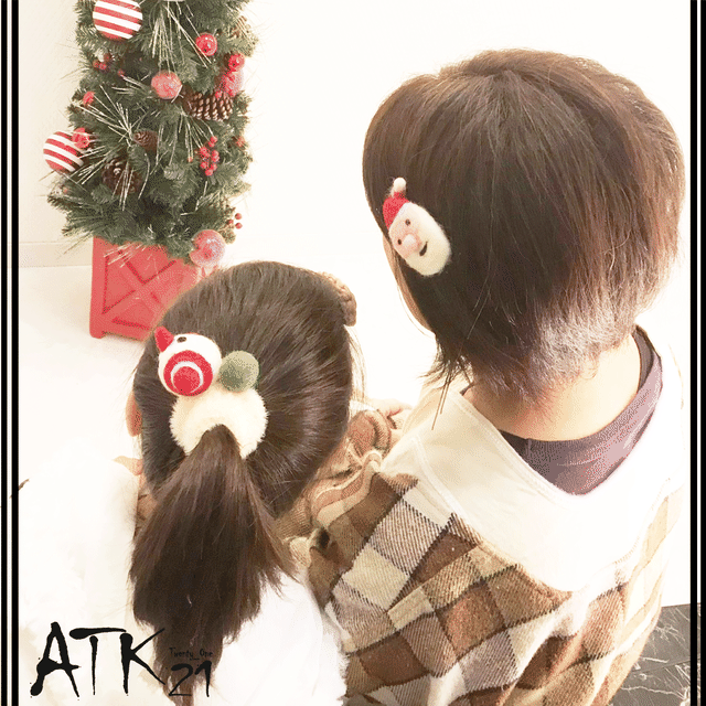 2点セット サンタクロース 雪だるま シュシュ スリーピン クリスマス Xmas ヘアゴム ヘアクリップ 髪留め キッズ 子供 レディース ヘアアクセサリー Hgp Atk21