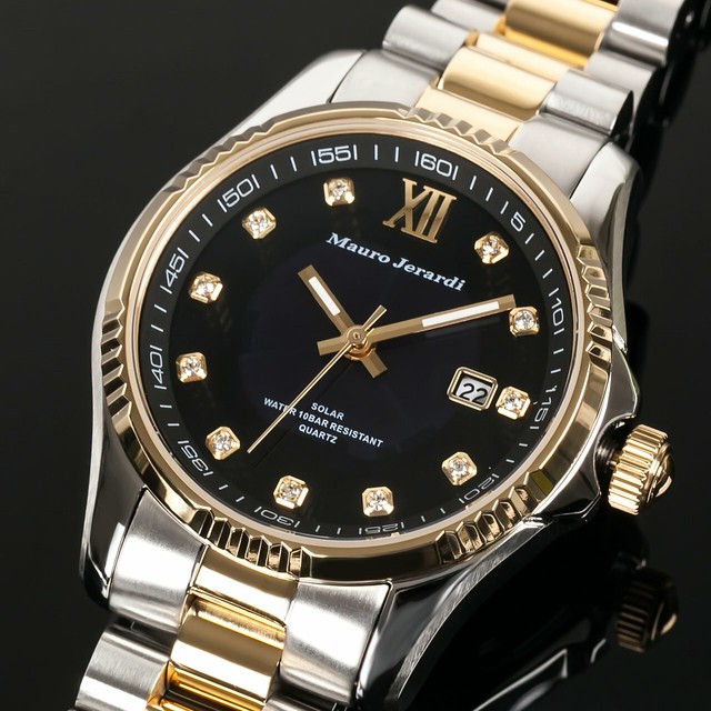 マウロジェラルディ Mauro Jerardi 腕時計 ソーラー ジルコニア 10気圧防水 カレンダー Mj037 2 メンズ Sitifukujin