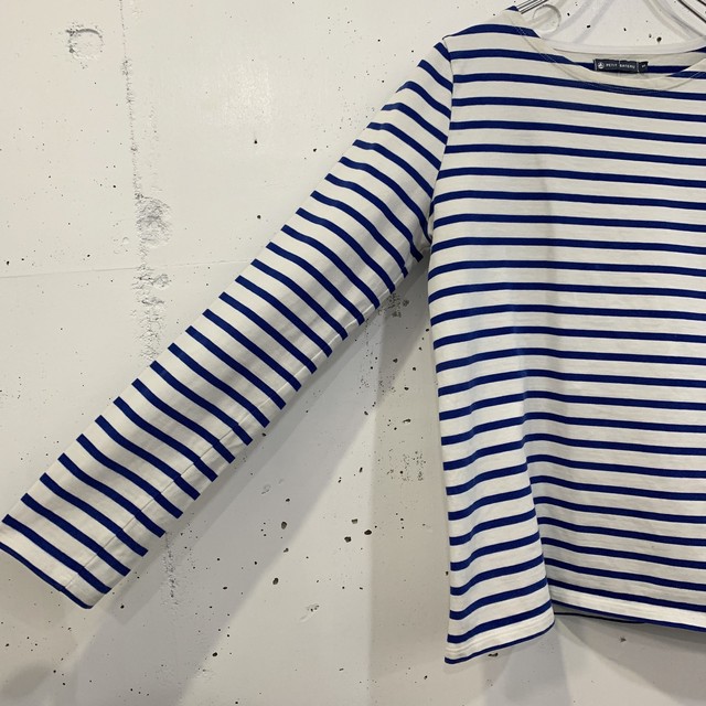 ヨーロッパ古着 France Petit Bateau バスクシャツ ボーダーカットソー 白 紺 Chupa