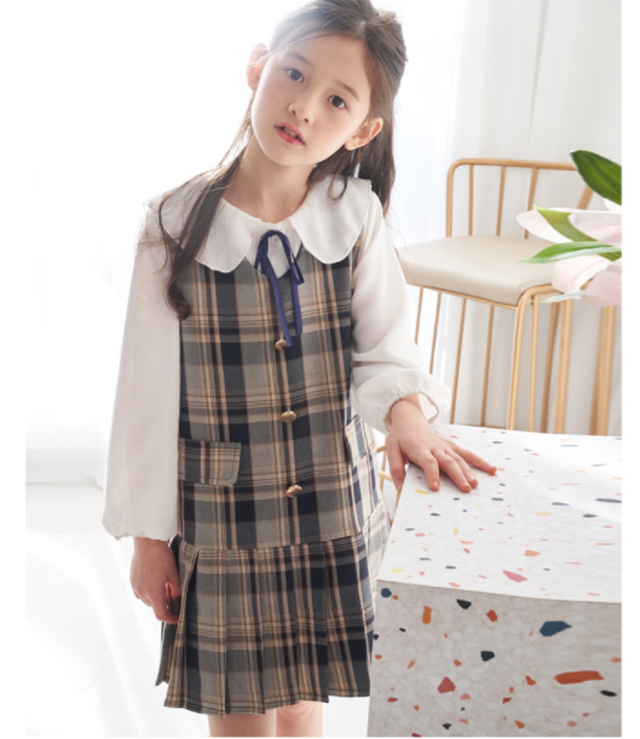 キッズフォーマル 入学式 卒業式 きれいめ セットアップ セットアップ 子供服 女の子 2点セット ワンピース プリーツ スカート 子供ドレス 長袖 シャツ ブラウス チェック フォーマル 発表会 結婚式 普段着 入園入学 卒園卒業 110cm 1cm 130cm 140cm 150cm 160cm
