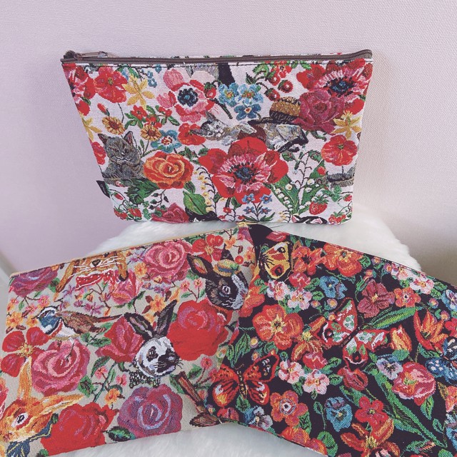 Nathalie Lete ナタリー レテ フラットポーチ バタフライ フラワー Flat Pouch Butterfly Flower 雑貨店feve