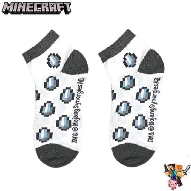 靴下マインクラフトソックス Quarters ダイヤのフル装備 ゾンビピッグマン 金の剣 ガスト 卵 ネザーラック 6 Pack 1set 034 Minecraft