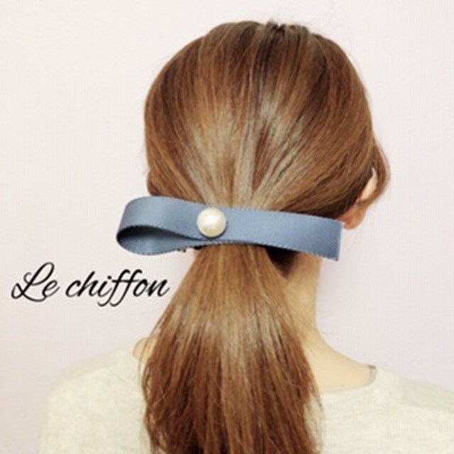 ヘアアクセ バレッタ ブルー Le Chiffon