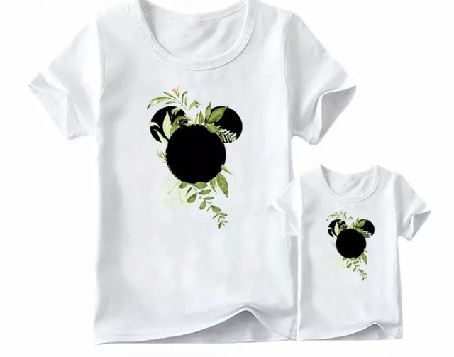 340 ディズニーのプリントtシャツ ミッキーマウス 親子でおそろい ペアルック リンクコーデ Mom Me