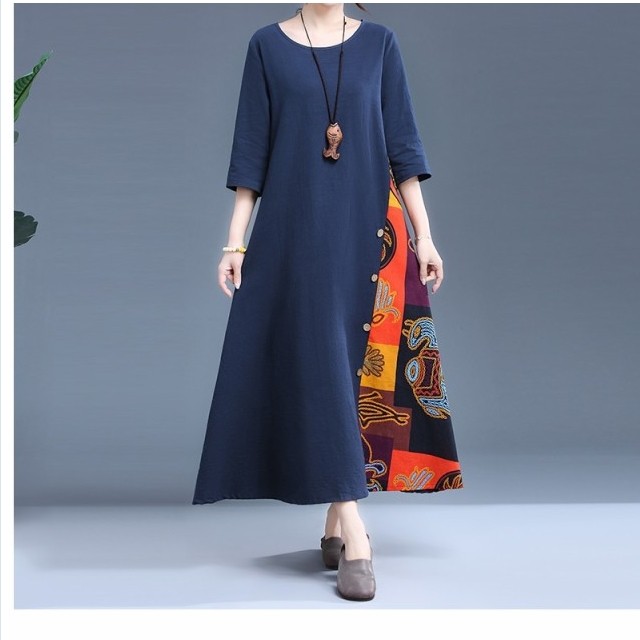 チャイナドレス風 ワンピース チャイナドレス パーティー ワンピ 長袖 チャイナ服 ロング ワンピース 普段着 舞台 衣装 民族 中国風 Basecamp49