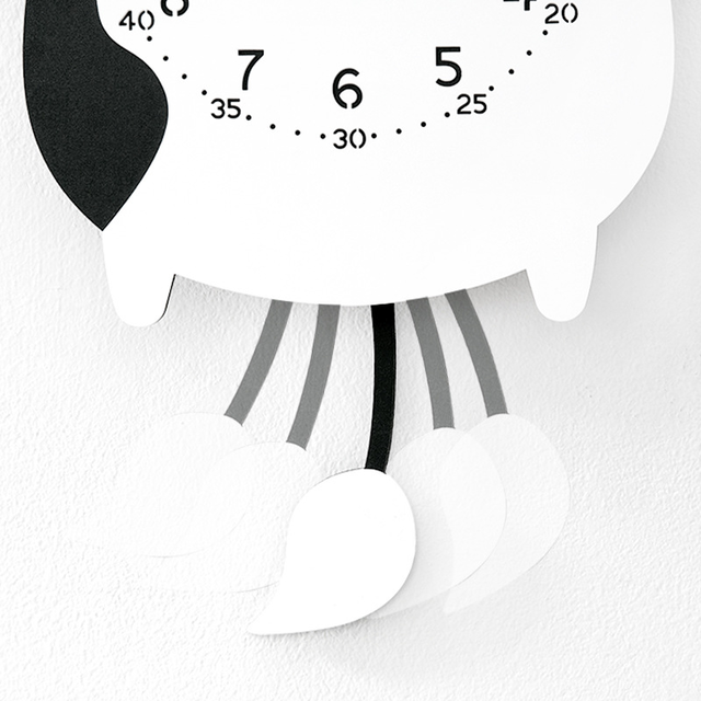 牛 モチーフ ホワイト ブラック イラスト かわいい 子供部屋 時計 インテリア Clock クロック 壁掛け ウォール ウォッチ オシャレ Clock Flog