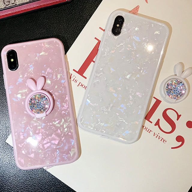 ウサギ キラキラ リング付き Iphone シェルカバー ケース ホワイトピンク ゆめかわいい シェル加工 Iphone 6 6s 6plus 6splus 7 7plus 8 8plus X Se 第2世代 Nw565 Loverytrading