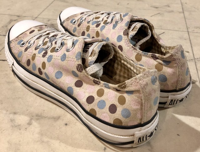 Converse Allstar コンバースオールスター ドット柄loカットスニーカー白茶青 24 5cm 古着 陽気な古着屋frank