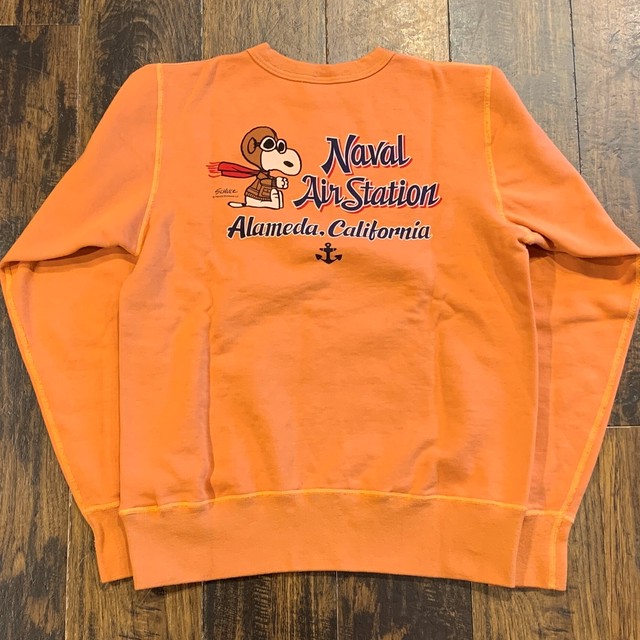 バズリクソンズ ピーナッツ スヌーピー スウェット Naval Air Station Br 159 オレンジ Worker S Song ワーカーズソング