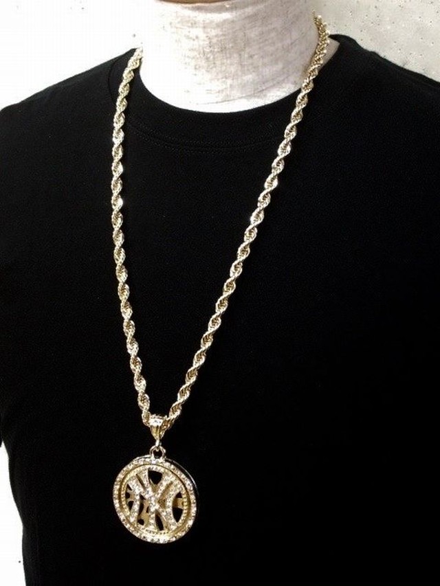 ネックレス ペンダント メンズアクセサリー アクセサリー ファッション メンズネックレス Hiphop B系 ストーン入り ラウンド Ny 文字回転 3011 Tre Fiore