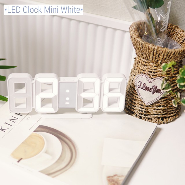 Led Clock Mini White 壁掛け時計 置き時計 ミニ時計 Led時計 インテリア時計 韓国インテリア雑貨 北欧インテリア カフェ風インテリア 045 Juniedeco 韓国インテリア雑貨専門店