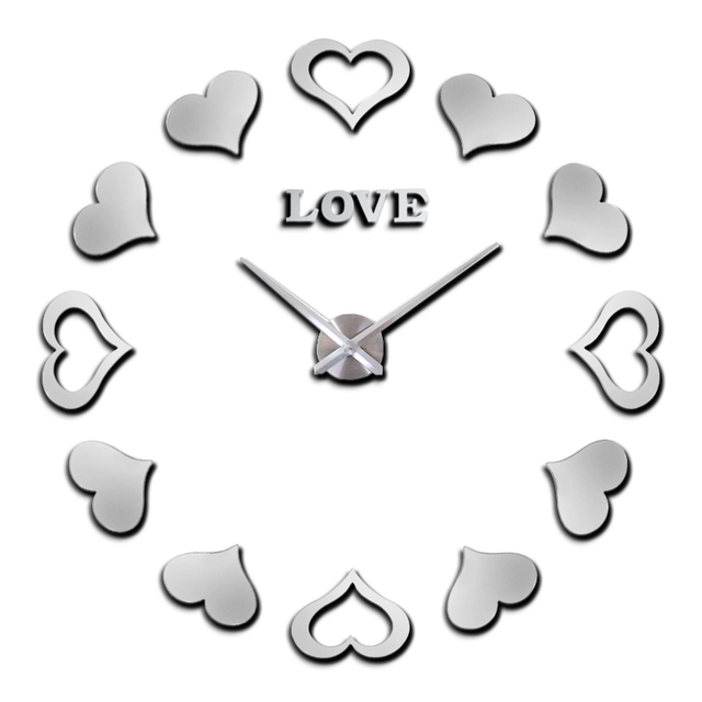 ハート キュート Love フォーク ブラック シルバー ゴールド 時計 インテリア Clock クロック 壁掛け ウォール ウォッチ オシャレ Clock Flog