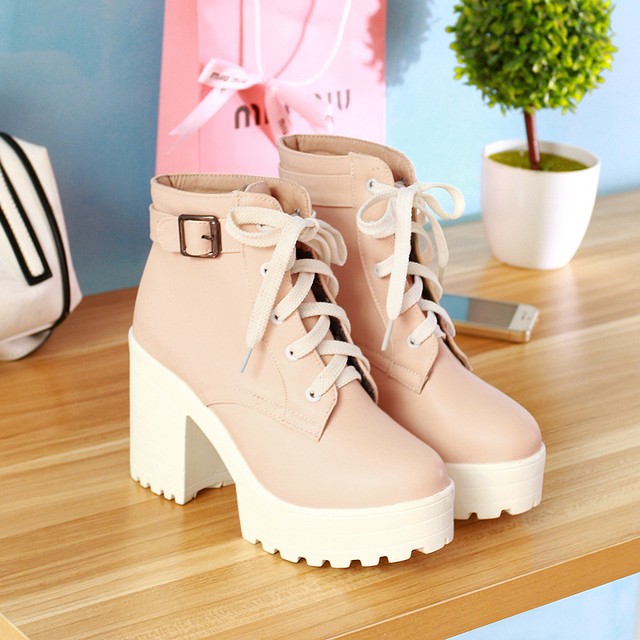 〈カフェシリーズ〉長厚底ショートマーティンブーツ【platform short martin boots】