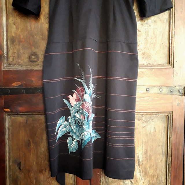 Dr 256 n ドルマンスリーブブラックワンピース Alocasia Vintage アロカシアヴィンテージ