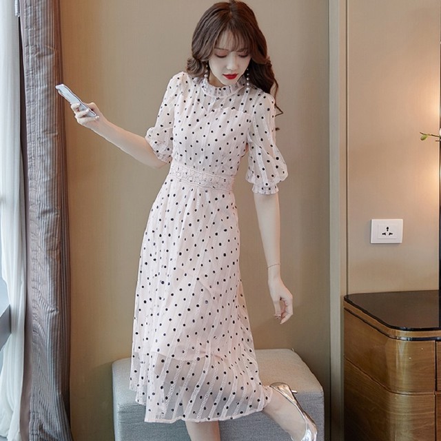 水玉ワンピース ドットワンピース ワンピース ワンピ 夏ワンピース 夏ワンピ レディース 女性用 ドット 水玉 フレア ハイウエスト シースルー 白 白ワンピース 白ワンピ デート 通勤 オフィス デイリー 食事会 女子会 イベント 夏 大人かわいい 人気 定番 お洒落 おすすめ