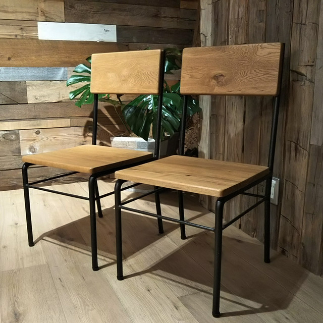 無垢材 オーク アイアンレッグスクールチェア Maji Furniture