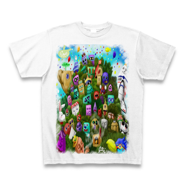 Jun Mizu オリジナル Tシャツ イラスト キャラクター カラフル 山 Jun Mizu