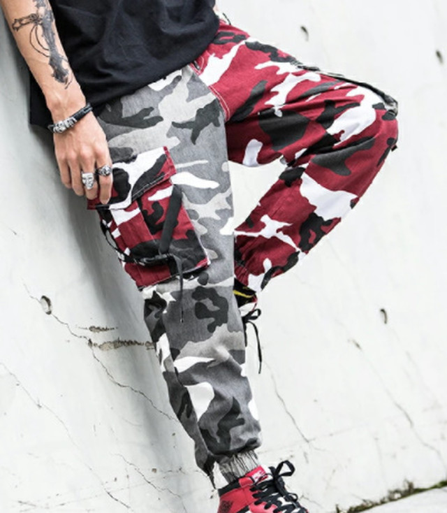 Top Mode パンツ ボトムス カモフラージュ 迷彩柄 パンツ カーゴ ジョガー ミリタリー ワーク メンズ レディース ユニセックス カラフル カジュアル ストリート レトロ ラフ ゆったり お呼ばれ グレー パープル ニッチ Bitter 映え クール 体型カバー ゴージャス ニッチ