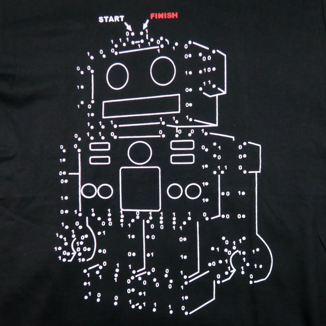 点をつなぐとロボットが出現 2進数ロボット Tシャツ World Design Connect ワールド デザイン コネクト Wdc