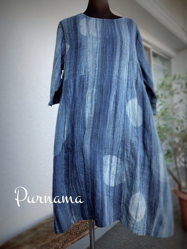 藍染ワンピース Purnama