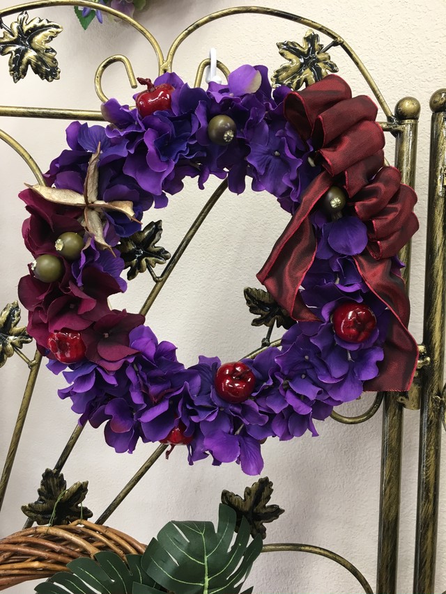 紫陽花リース フラワーアレンジメント 蘭