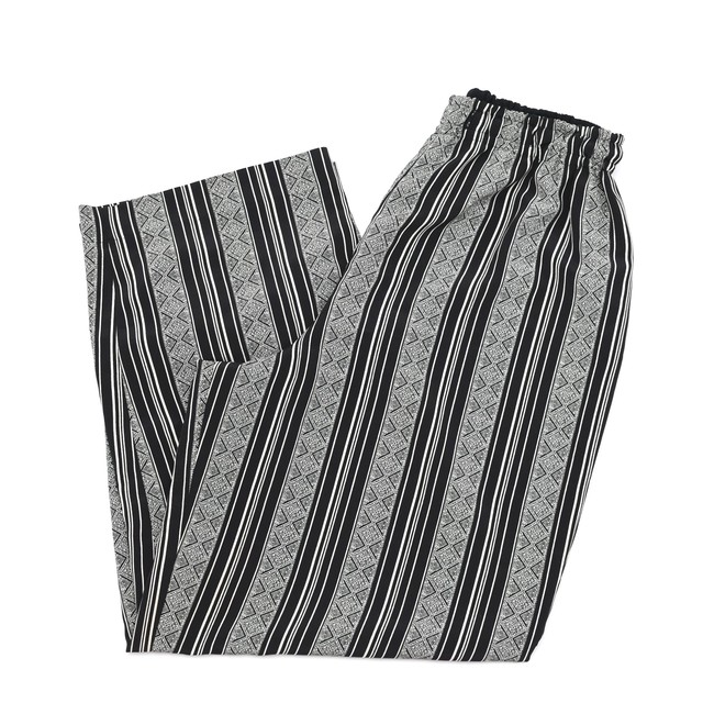 Damask pattern stripe georgette pants