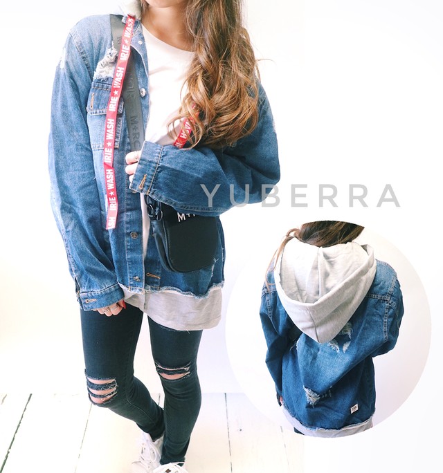 送料無料 再入荷 パーカーダメージデニムジャケット g513 Gジャン Yuberra