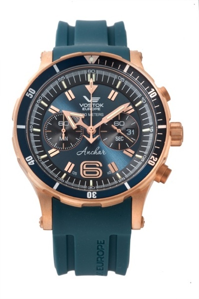 【VOSTOK EUROPE ボストークヨーロッパ】/Anchar Submarine Chronograph Line アンチャールサブマリンクロノグラフ(グリーン×ブロンズ)/正規輸入品