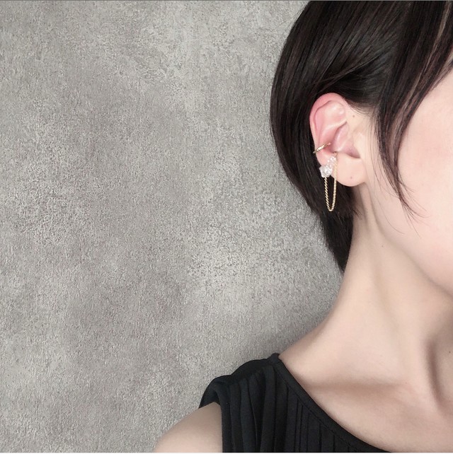 秋の限定 カーネリアンのイヤーカフ チェーンタイプ Muku