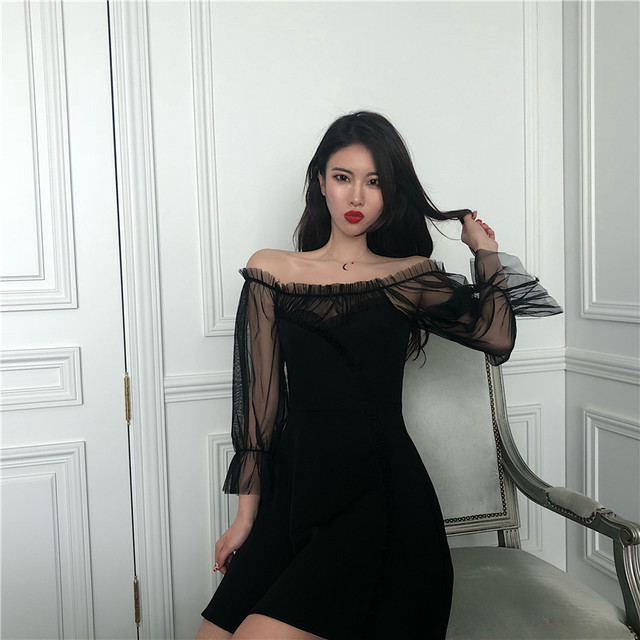 オフショル ミニワンピース キャバドレス ミニドレス バイカラー オフショルダー きれいめ シースルー レース セクシー 10代 代 パーティー お呼ばれ 女子会 Rcsb Dress Suba