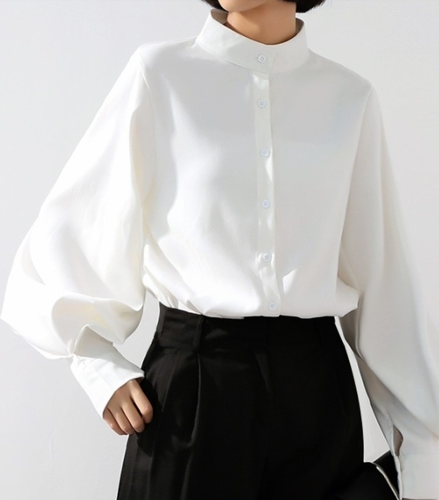 これまでで最高のハイネック シャツ レディース 人気のファッション画像