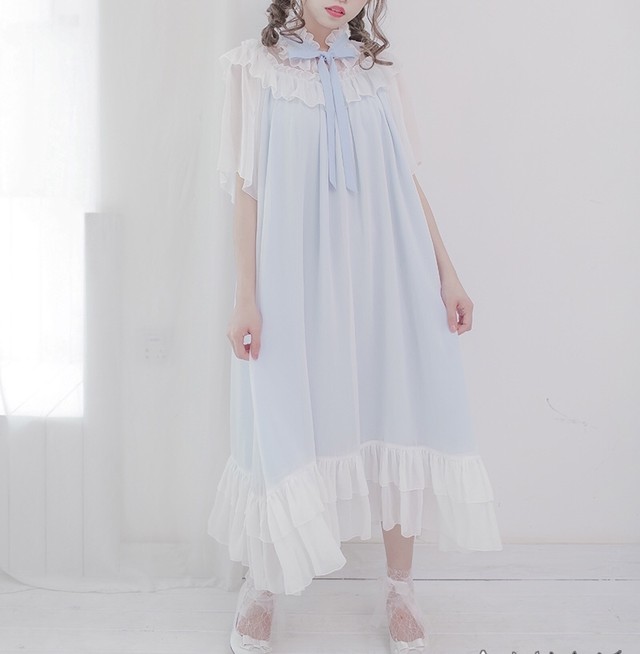 ピンク3点のみの販売 水色 ピンク パステルカラー ブラック リボン ベルト 黒 ワンピース フリル 姫 原宿 プリンセス 可愛い ホワイト 白 レース シフォン Loveysmileshop