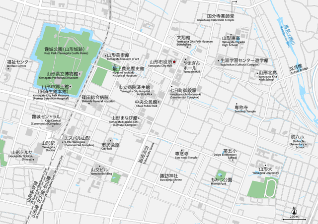 山形 山形駅周辺 イラストレータデータ Eps 日本語 英語 並記版 地図素材をダウンロードにて販売するお店 今八商店