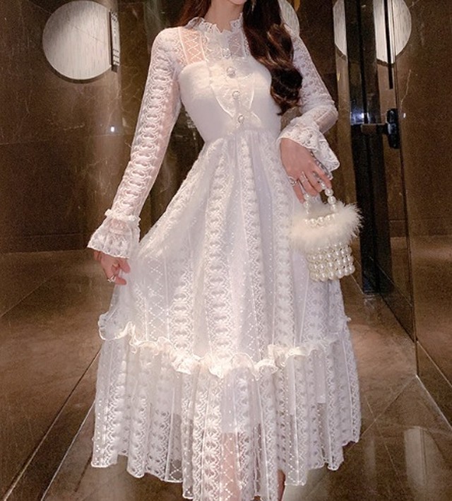 パーティードレス ロングドレス レース マキシ丈 長袖 大きいサイズ ゆったり Aライン 大人可愛い 秋冬 トレンド 白 10代 代 30代 デート 上品 お呼ばれ ディナー 結婚式 二次会 パーティー Prism One プリズム ワン パーティードレス ロングドレス レース マキシ丈 長袖 大きいサイズ ゆったり Aライン 大人可愛い 秋冬 トレンド 白 10代 代 30代 デート 上品 お呼ばれ ディナー 結婚式 二次会 パーティー Prism One プリズム ワン