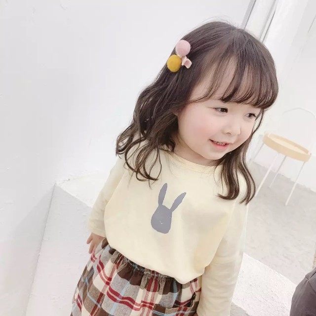 うさぎイラスト ロングｔシャツ 男女兼用 子供服 送料無料 80 1 女の子 男の子 シンプル 韓国子供服 予約 374 プチプラ子供服のかわいいお店 Mao アウトレット通販