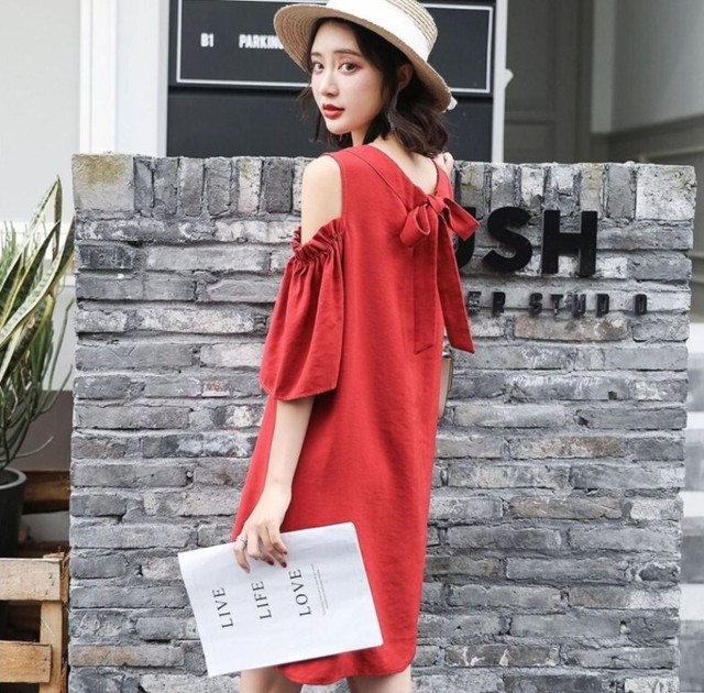 3カラー オフショル ミニワンピース 夏ワンピース チュニック Seek Lu