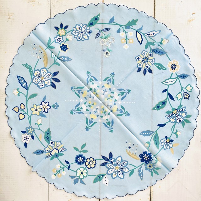 更紗柄円形型ハンカチ 大判サイズ Ichigoya